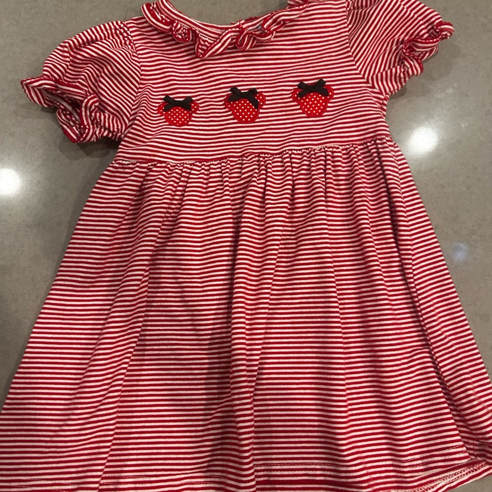 Toddler Girl Red Striped Minnie Mouse Dress - 2T